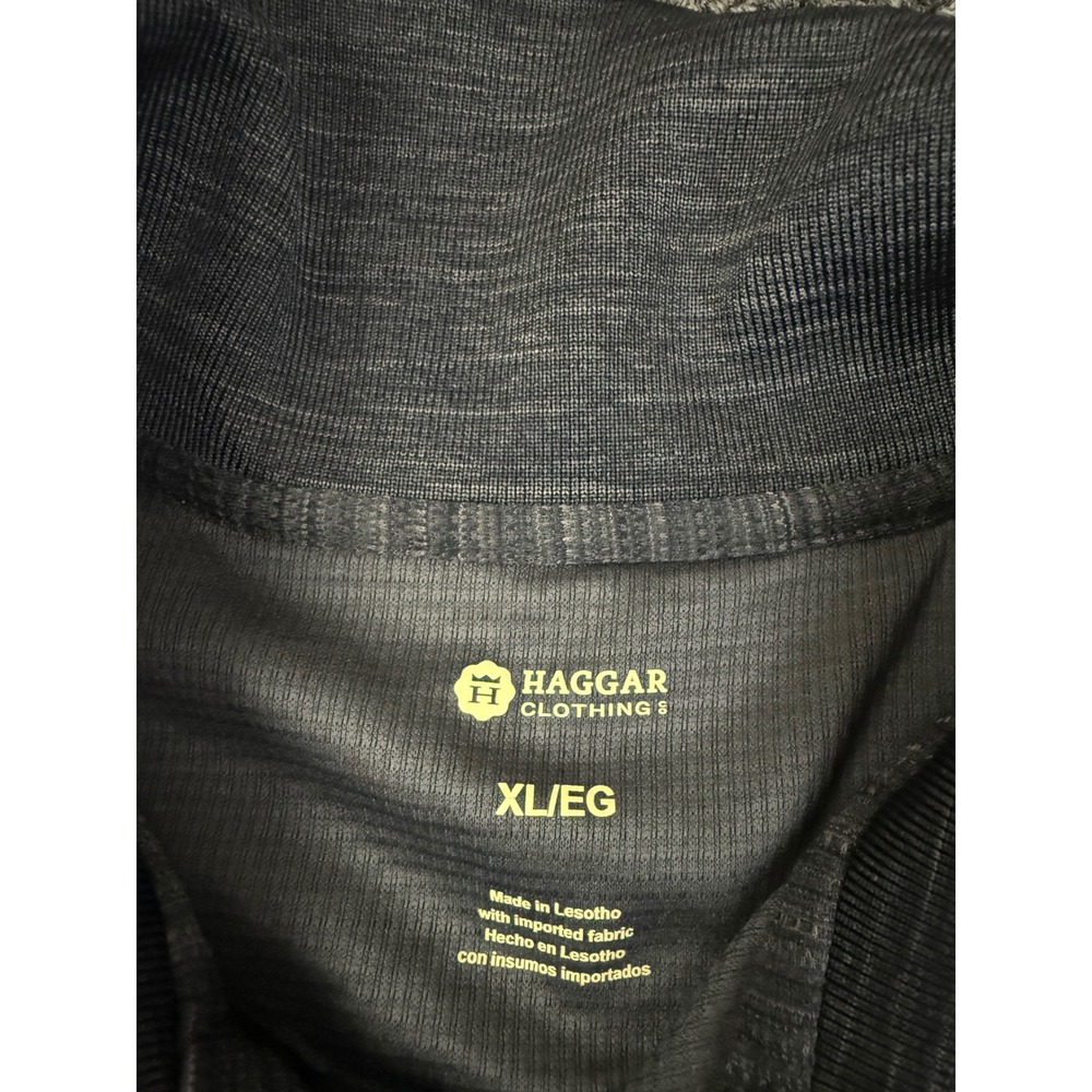 Haggar Mens XL Long Sleeve Polo Shirt Gray Space Dye Performance Golf Top - Picture 3 of 6